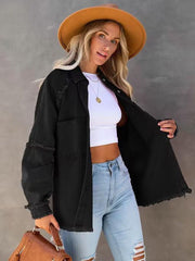 Casual Fringed Ripped Loose Denim Jacket - 808Lush