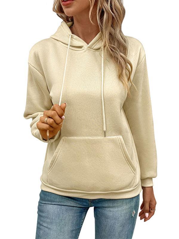 Casual Long Sleeve Solid Color Hooded Sweatshirt - 808Lush