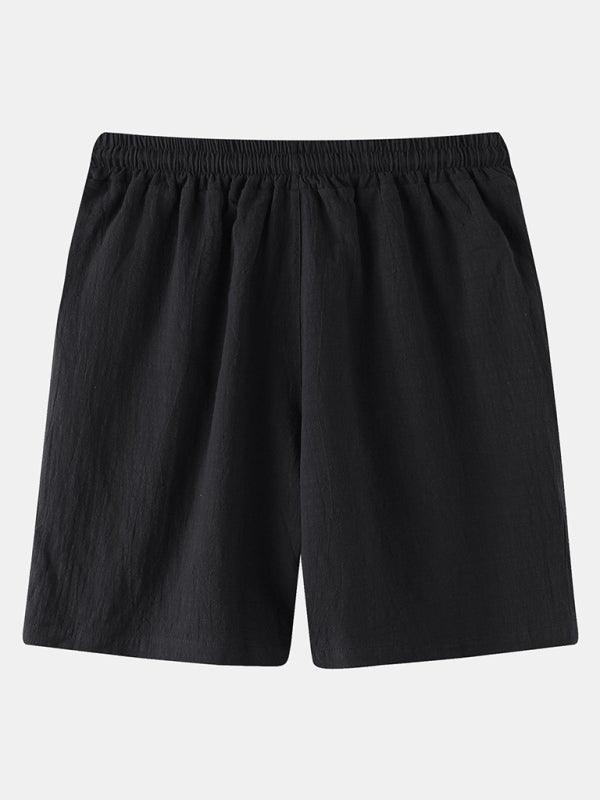 Men's Cotton Linen Beach Shorts Korean Style Solid Color - 808Lush