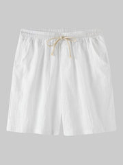 Men's Cotton Linen Beach Shorts Korean Style Solid Color - 808Lush