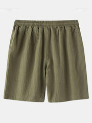 Men's Cotton Linen Beach Shorts Korean Style Solid Color - 808Lush