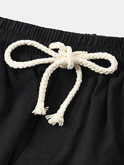 Men's Cotton Linen Beach Shorts Korean Style Solid Color - 808Lush