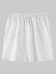 Men's Cotton Linen Beach Shorts Korean Style Solid Color - 808Lush