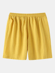 Men's Cotton Linen Beach Shorts Korean Style Solid Color - 808Lush