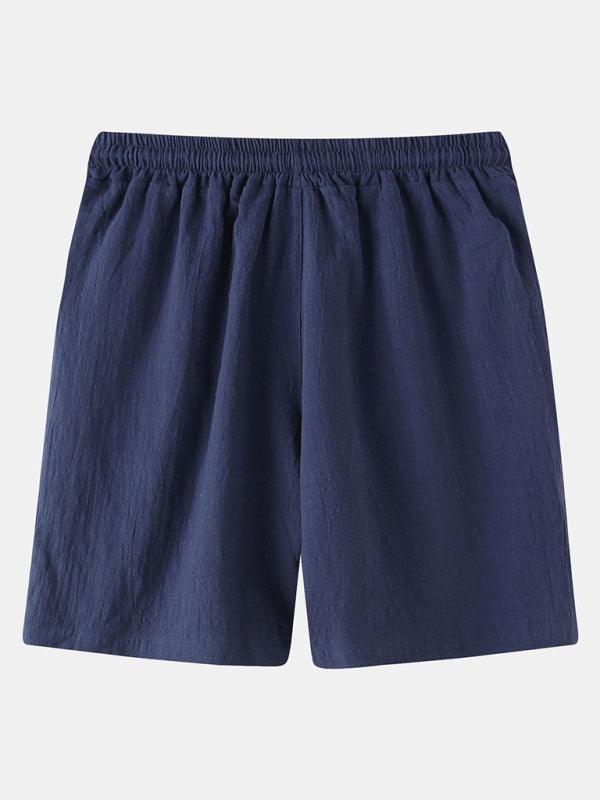 Men's Cotton Linen Beach Shorts Korean Style Solid Color - 808Lush