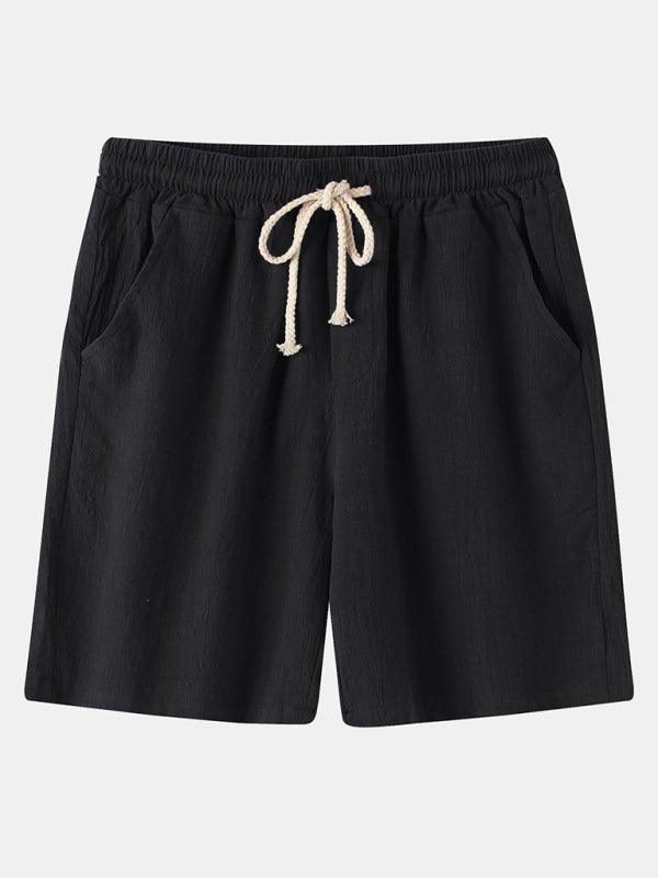 Men's Cotton Linen Beach Shorts Korean Style Solid Color - 808Lush