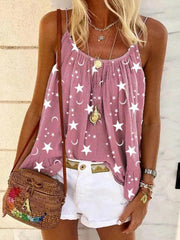 Casual V-neck star print vest camisole top - 808Lush