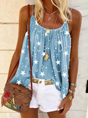 Casual V-neck star print vest camisole top - 808Lush