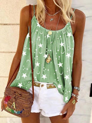 Casual V-neck star print vest camisole top - 808Lush