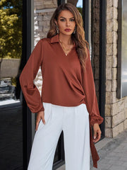 Casual V-neck trendy streamer top women - 808Lush