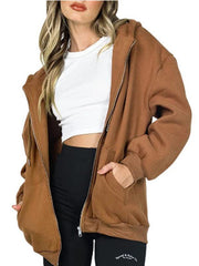 Casual hooded thickened zipper cardigan sweater - 808Lush