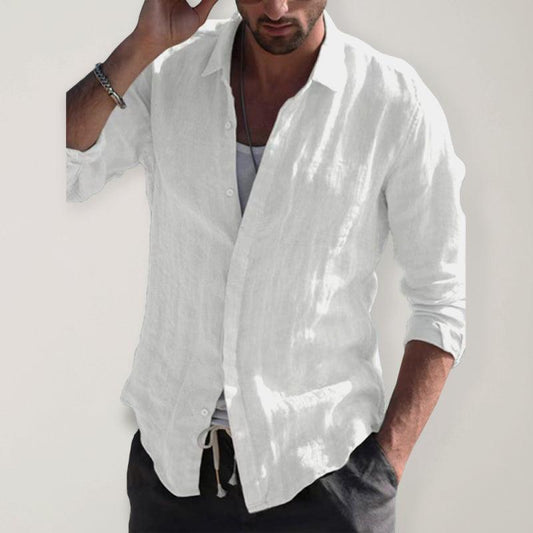 Men Shirt long sleeved cotton linen - 808Lush