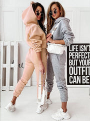 Casual sports hooded long-sleeved trousers two-piece suit SET - 808Lush