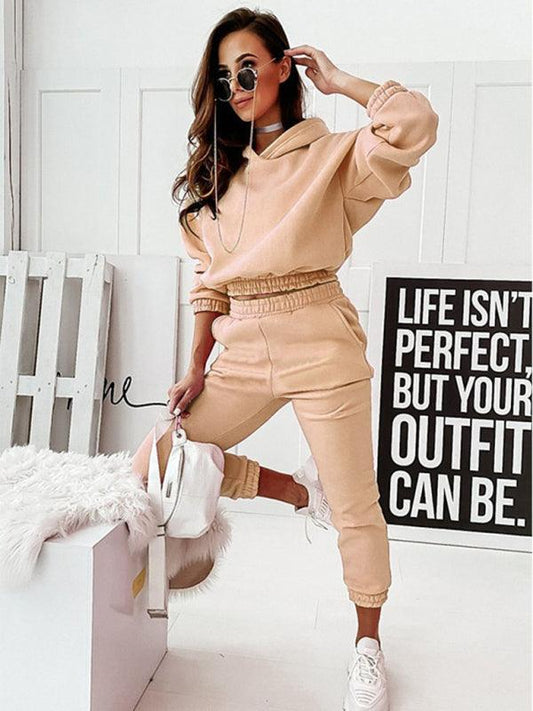 Casual sports hooded long-sleeved trousers two-piece suit SET - 808Lush