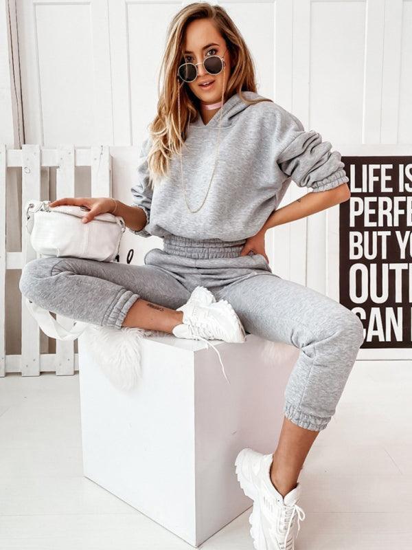 Casual sports hooded long-sleeved trousers two-piece suit SET - 808Lush