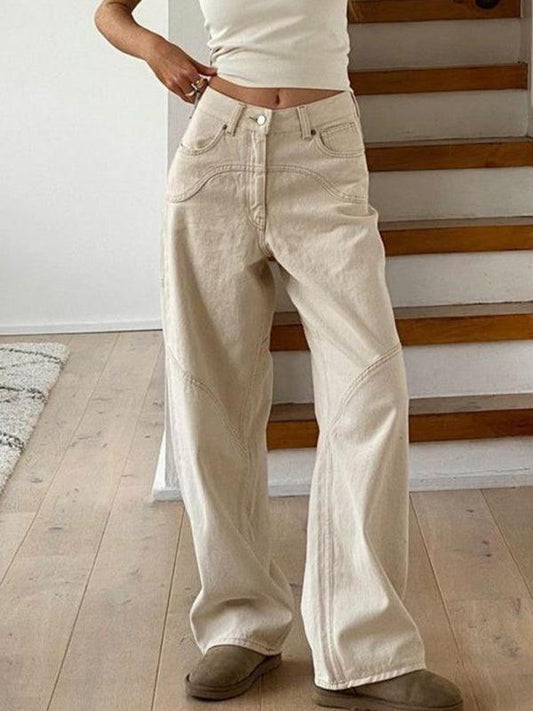 Casual straight loose slimming wide leg pants high waist floor mopping pants - 808Lush