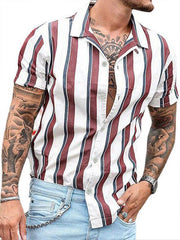 Men shirt slim-fit lapel cotton thin youth short-sleeved - 808Lush