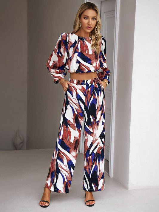 Casual vacation print trousers two-piece suit - 808Lush