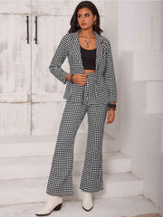 Checkered Blazer & Slit Pants Set - 808Lush