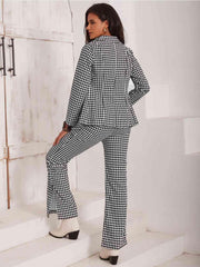 Checkered Blazer & Slit Pants Set - 808Lush