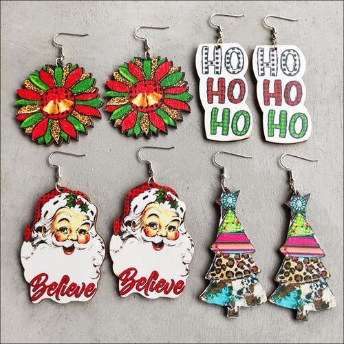 Christmas Themed Wood Dangle Earrings - 808Lush