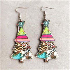 Christmas Themed Wood Dangle Earrings - 808Lush