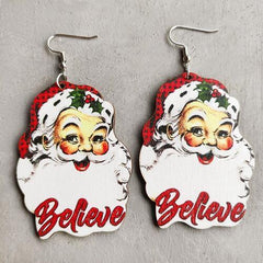 Christmas Themed Wood Dangle Earrings - 808Lush