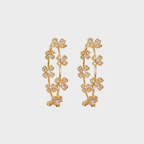 Circle Shape Rhinestone Alloy Earrings - 808Lush