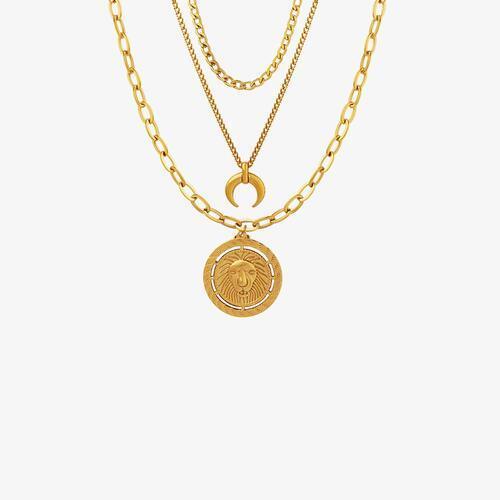 Coin Pendant Triple-Layered Chain Necklace - 808Lush