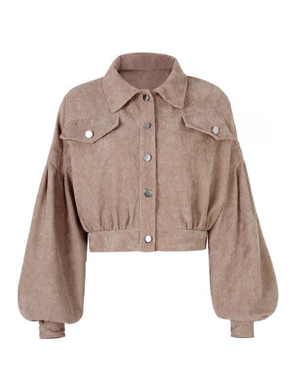 Corduroy Jacket Lantern Sleeve Single Breasted Short Jacket Women - 808Lush