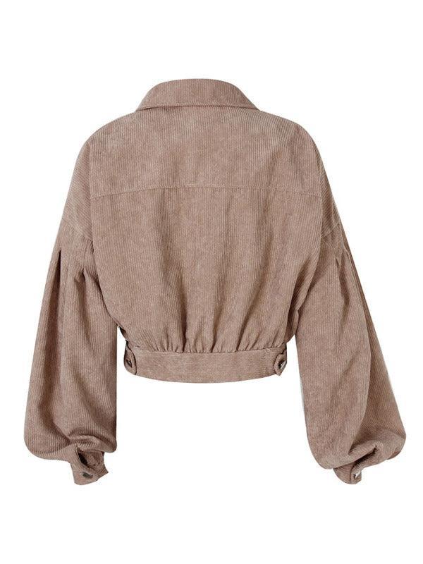 Corduroy Jacket Lantern Sleeve Single Breasted Short Jacket Women - 808Lush