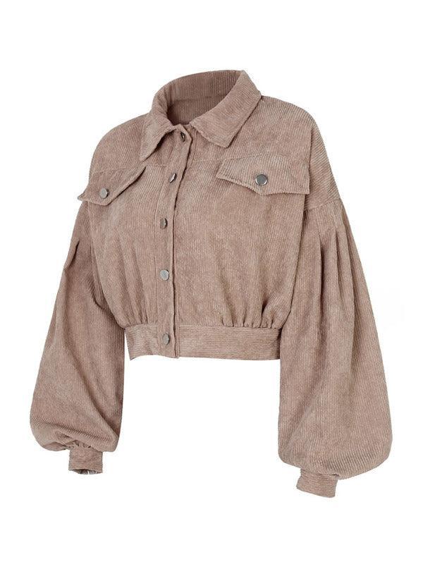 Corduroy Jacket Lantern Sleeve Single Breasted Short Jacket Women - 808Lush