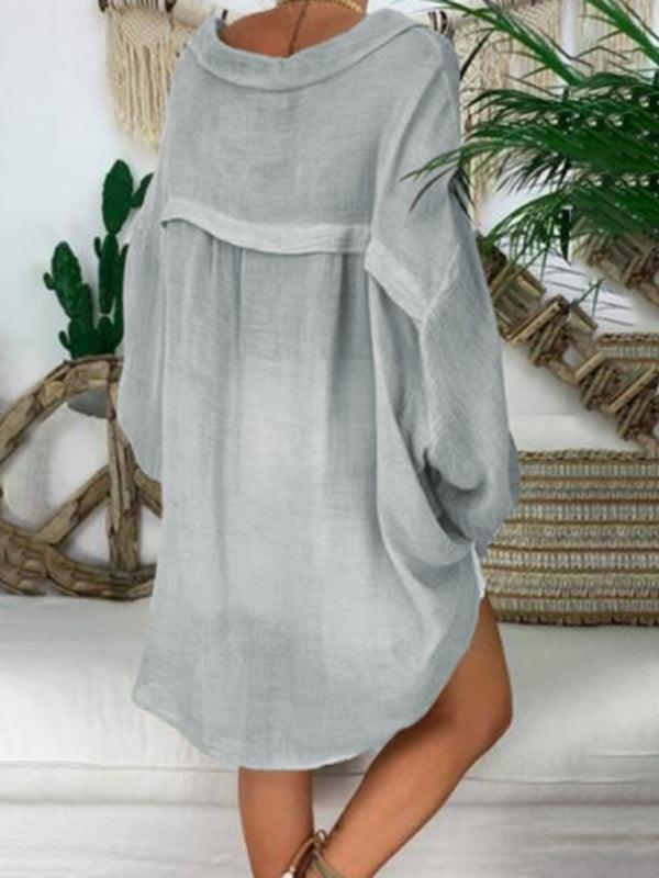 Cotton Linen Shirt Plus Size Ladies Button Loose Long Sleeve Casual Shirt Women Tops - 808Lush