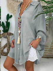 Cotton Linen Shirt Plus Size Ladies Button Loose Long Sleeve Casual Shirt Women Tops - 808Lush