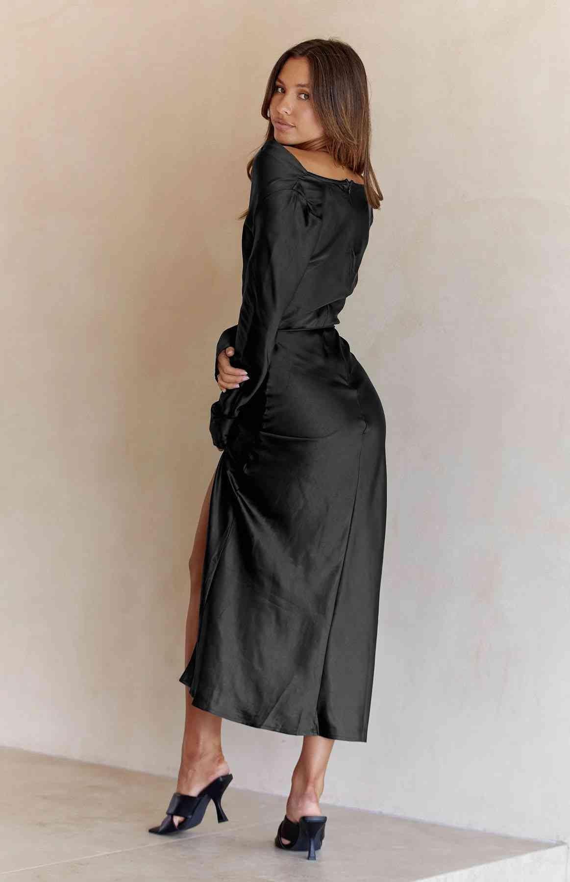 Cowl Neck Long Sleeve Maxi Dress - 808Lush