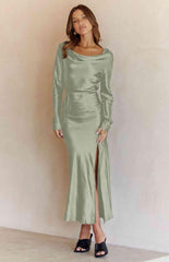 Cowl Neck Long Sleeve Maxi Dress - 808Lush