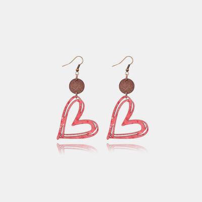 Cutout Heart Shape Wood Earrings - 808Lush