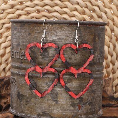 Cutout Heart Shape Wood Earrings - 808Lush