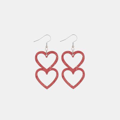 Cutout Heart Shape Wood Earrings - 808Lush