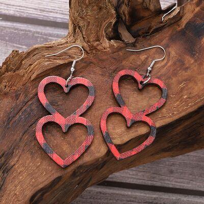 Cutout Heart Shape Wood Earrings - 808Lush