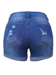 DESTROYED HIGH STRETCH DENIM SHORTS - 808Lush