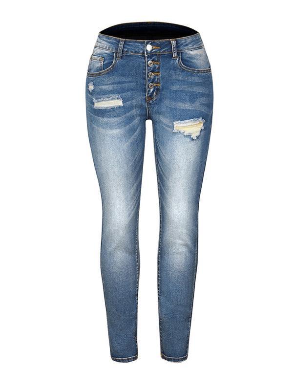 Denim Slim Ripped High Stretch Ladies Denim Trousers - 808Lush