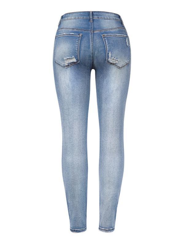 Denim Slim Ripped High Stretch Ladies Denim Trousers - 808Lush