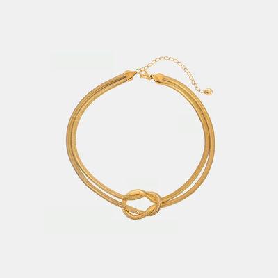 Double Layered Knot Herringbone Choker Necklace - 808Lush