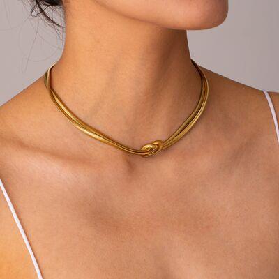 Double Layered Knot Herringbone Choker Necklace - 808Lush