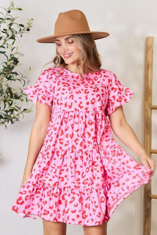 Mini Dress Flounce Sleeve Tiered Dress - 808Lush