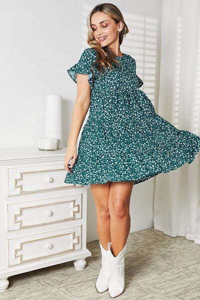 Mini Dress Flounce Sleeve Tiered Dress - 808Lush