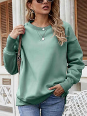 Dropped Shoulder Slit Sweatshirt - 808Lush