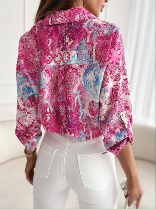 American fashion long sleeve printed shirt women - 808Lush