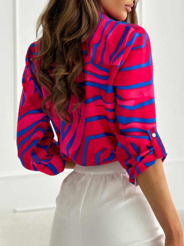 American fashion long sleeve printed shirt women - 808Lush